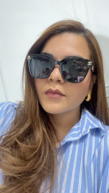 Lentes Chanel Negros Semicuadrados