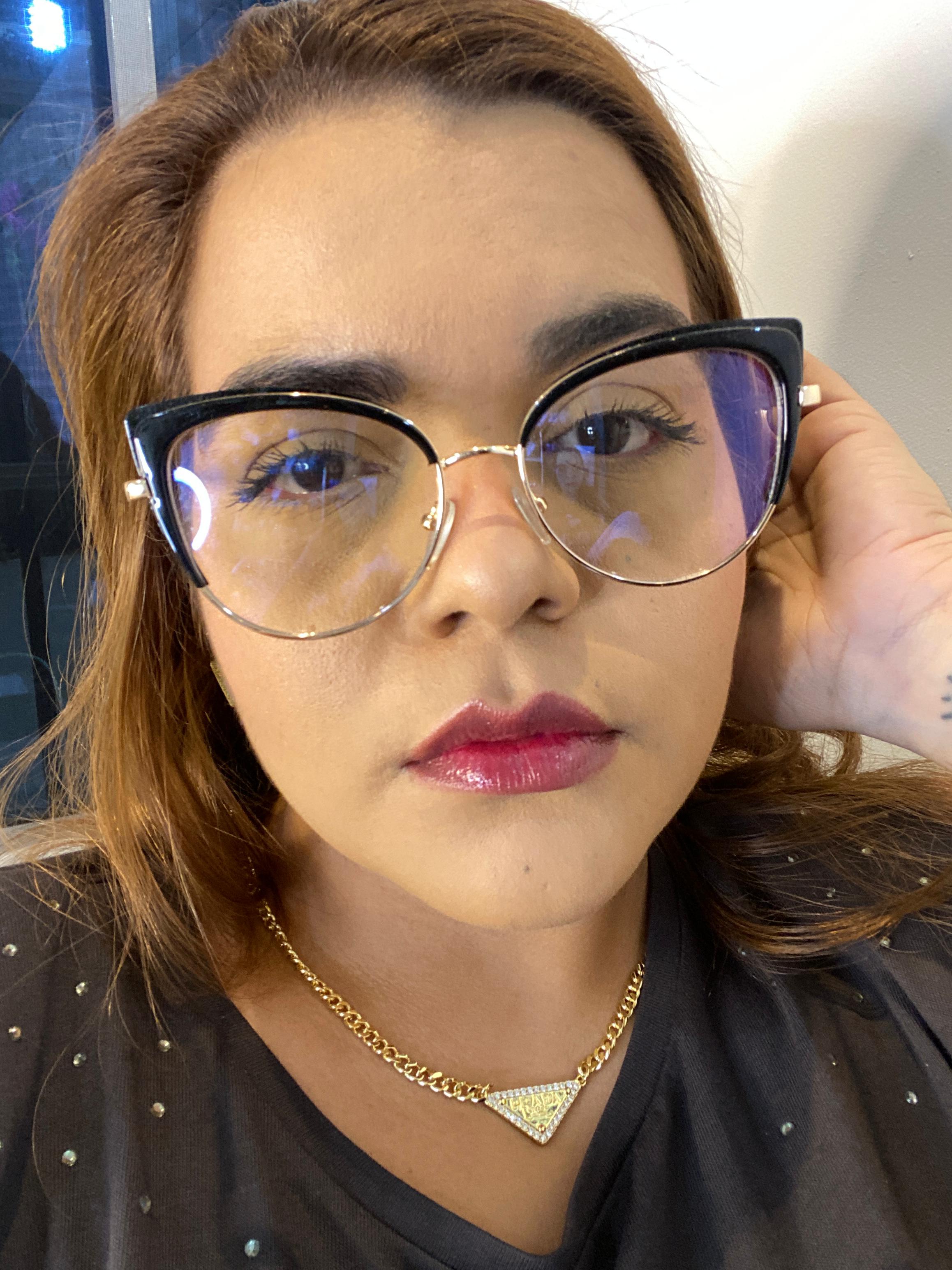 Lentes Cat Eye Negro Mitad con gold