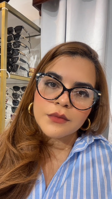 Lentes Cat Eye Negro Corte Diamante
