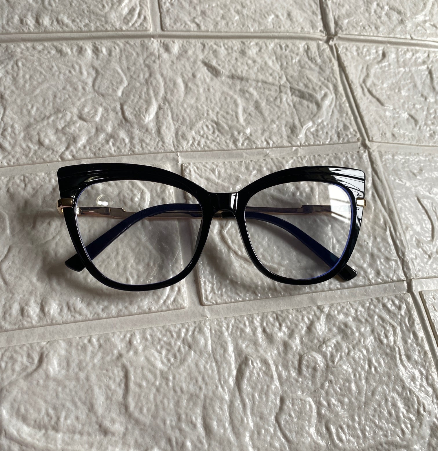 Lentes Cat Eye Negros Marco Relieve
