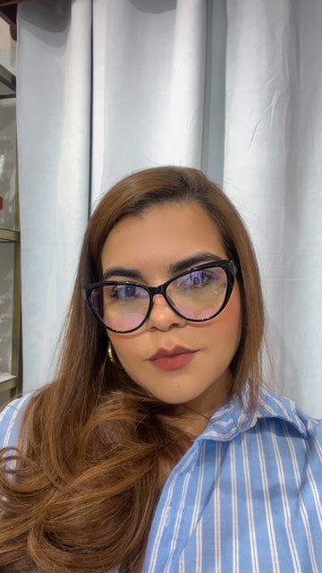 Lentes Cat Eye Negro Corte Semi Diamante