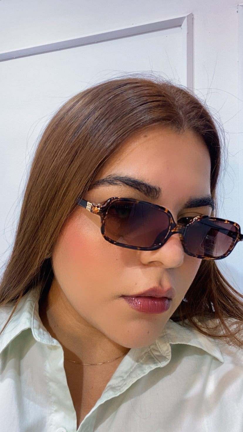 Lentes Miu Miu Rectangulares Cafe Leopardo