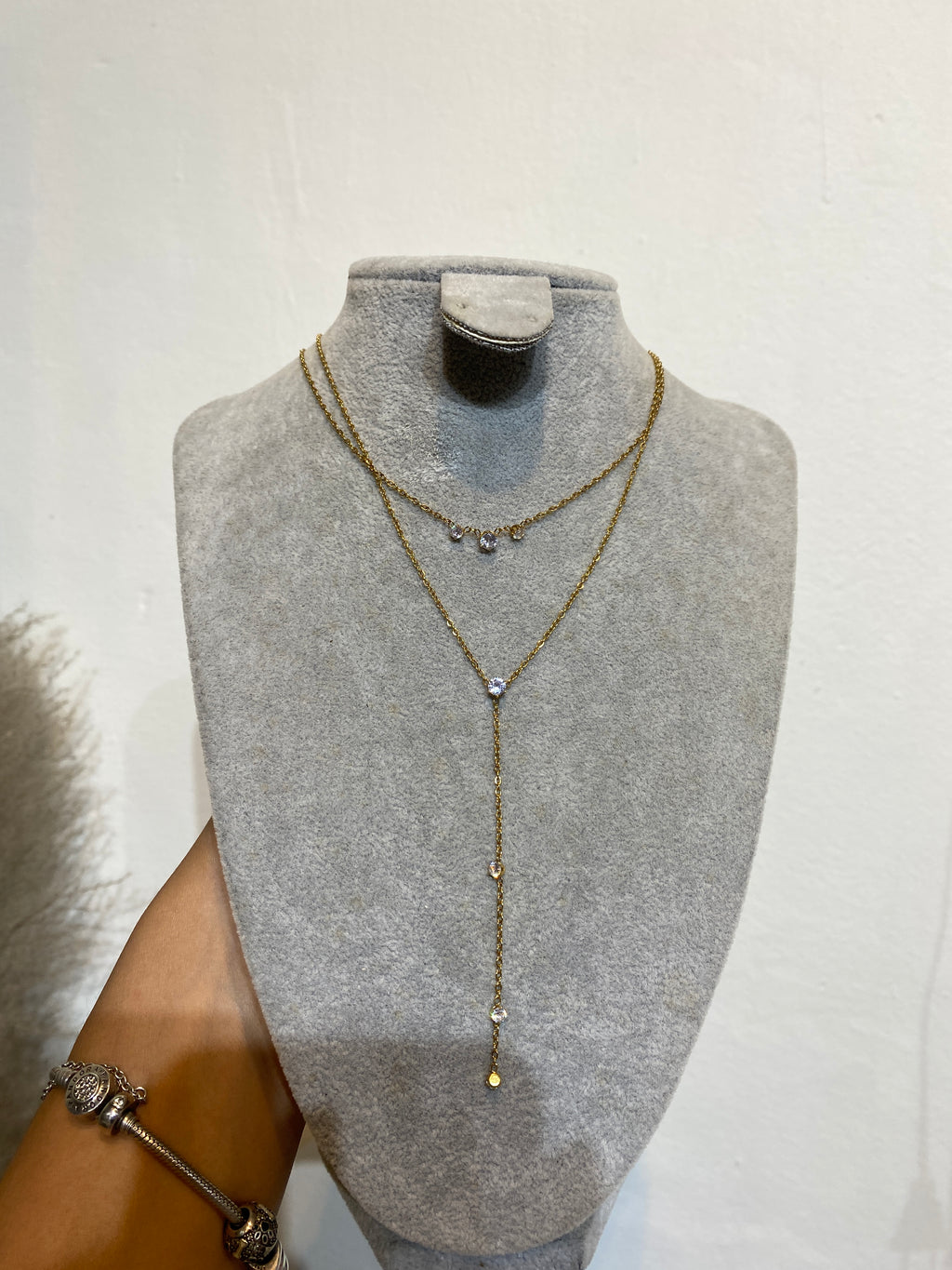 Cadena 2 en 1 Zirconias Clear