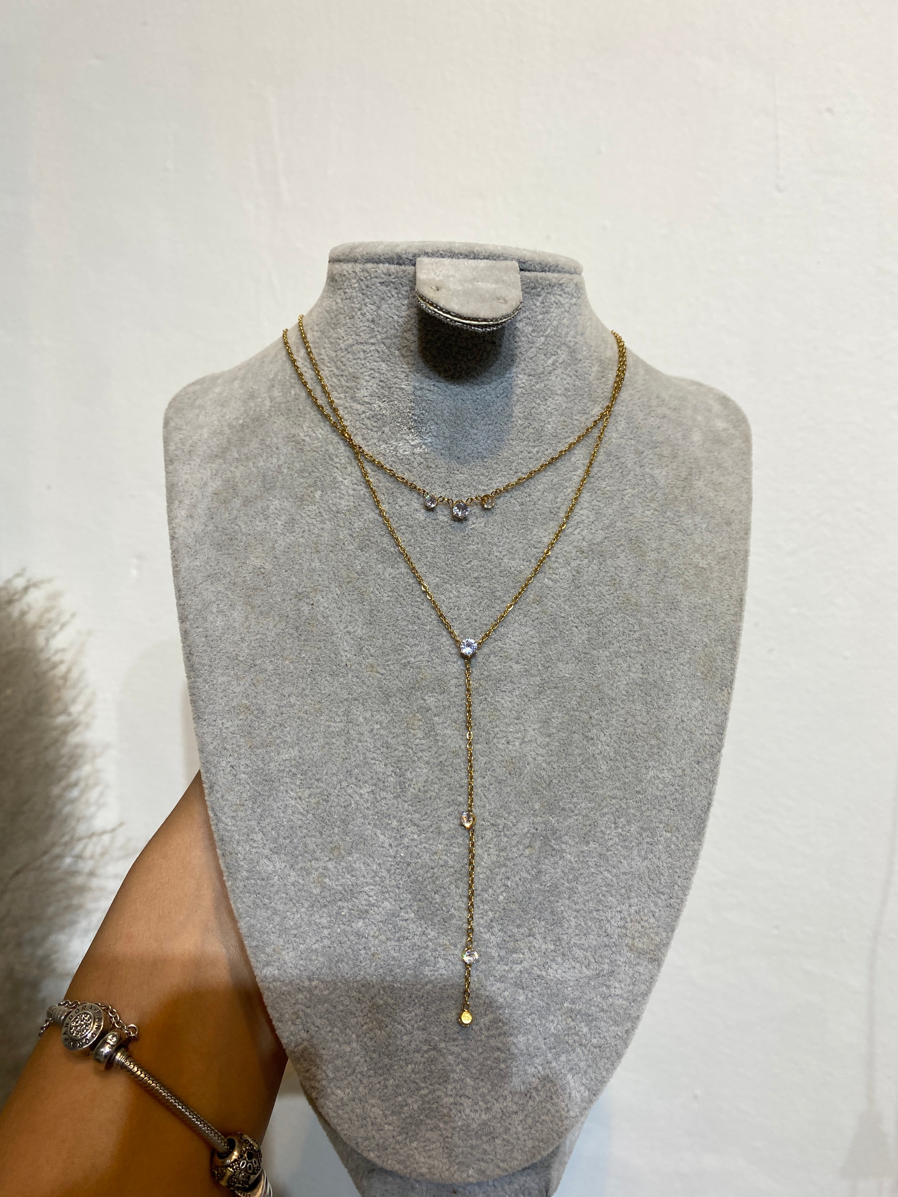 Cadena 2 en 1 Zirconias Clear