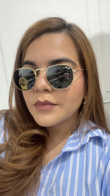 Lentes Ray-Ban Hexagonales Negro con Gold