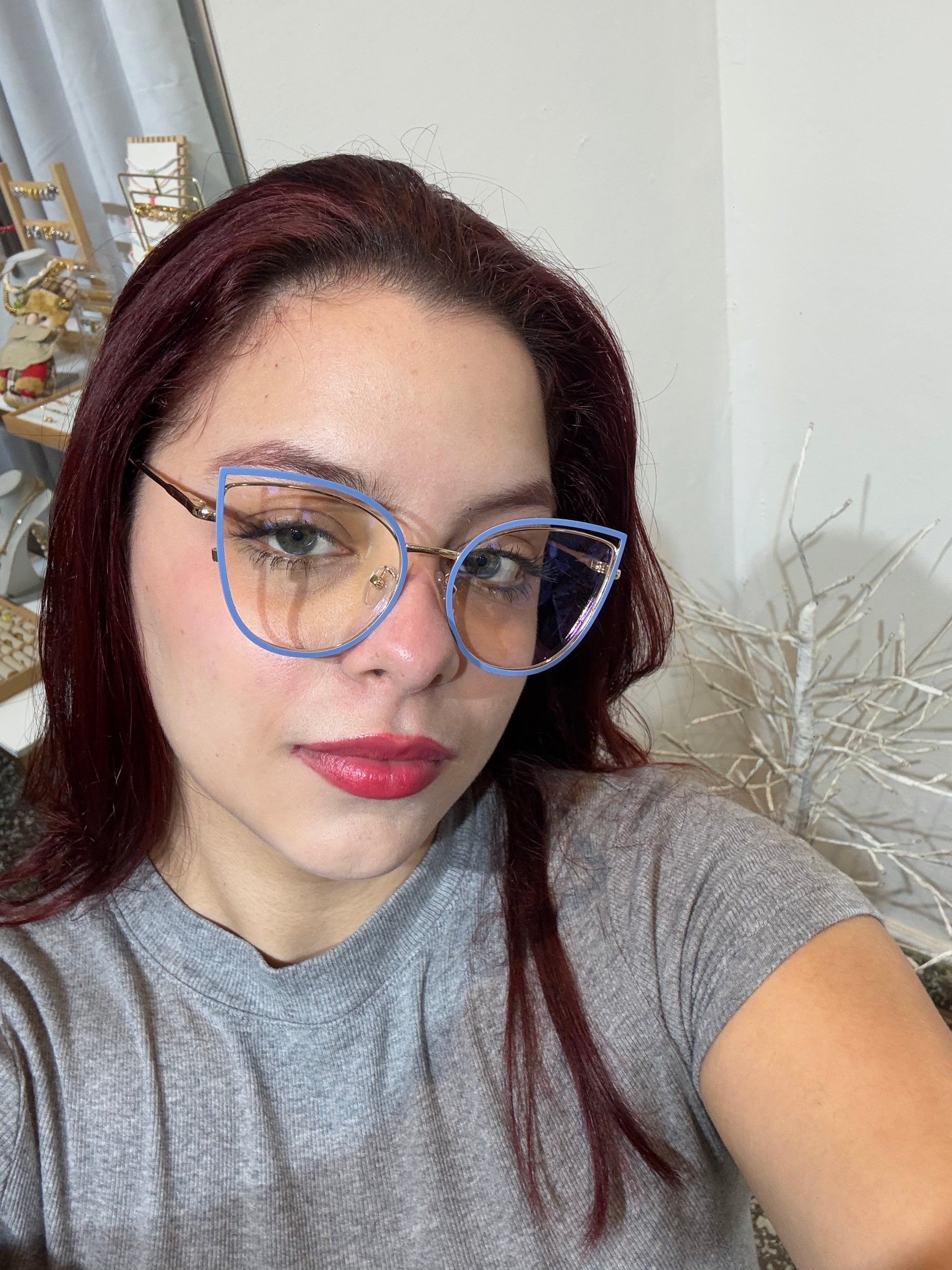 Lentes Cat Eye Dobles Azul