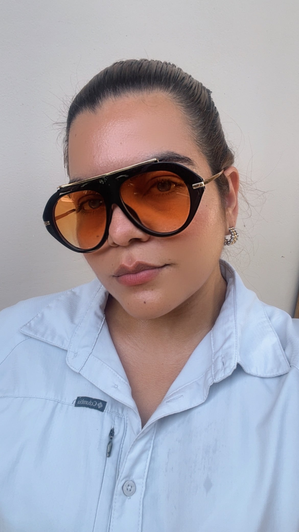 Lente Aviador Naranja con Aro Negro Linea Metal