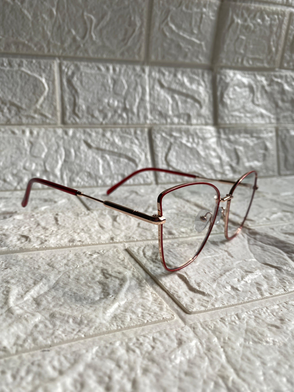 Lentes Cat Eye Metal Delgado Red/Gold