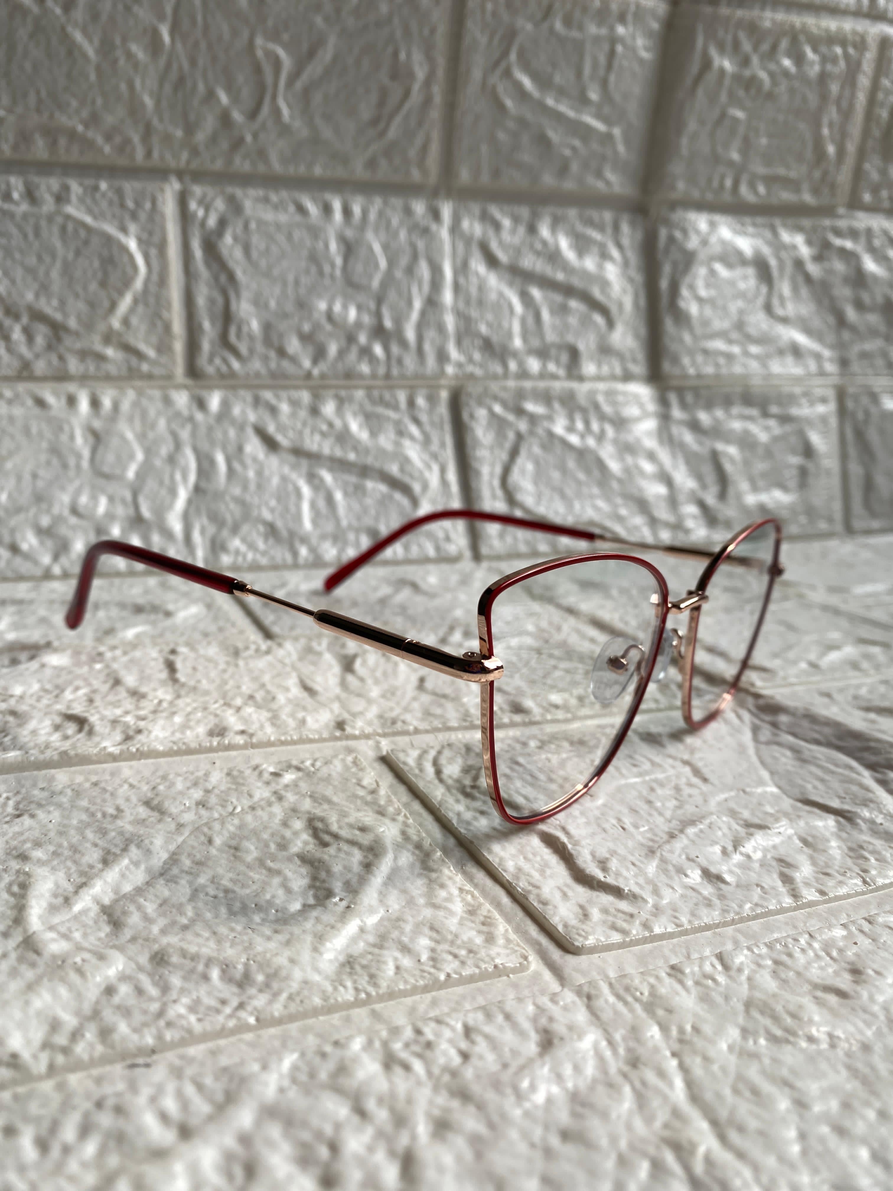 Lentes Cat Eye Metal Delgado Red/Gold