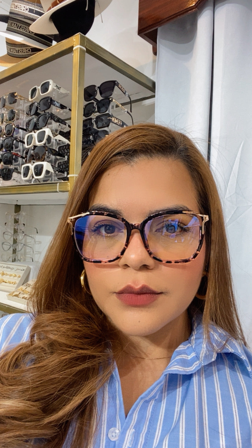 Lentes Leopardo con Esquinas de Metal
