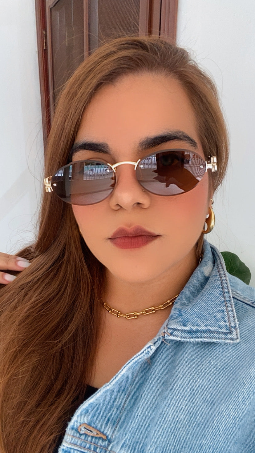 Lentes Tipo Miu Miu Ovalado Cafe Sin Aro