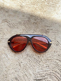 Lente Aviador Rojo Con Aro Negro Linea Metal