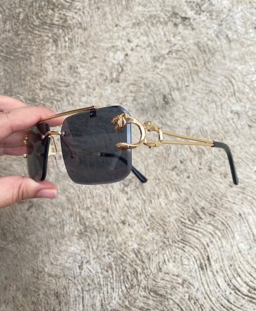 Lentes Tipo Cartier Rectangulares Negros Pantera