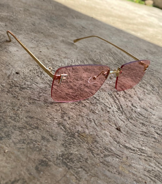 Lentes tipo Fendi Rectangulares Sin Aro Rosado