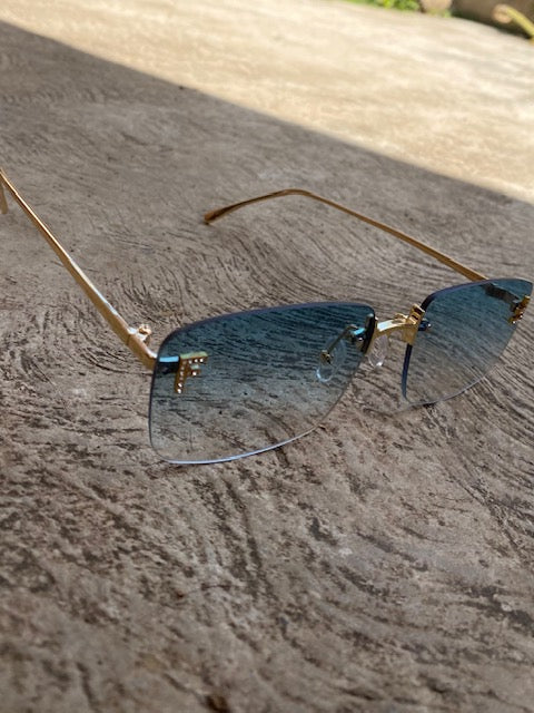 Lentes tipo Fendi Rectangulares Sin Aro Turqueza