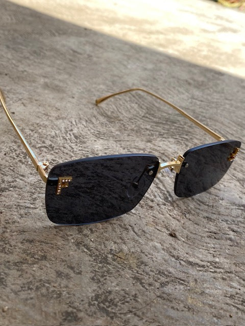Lentes tipo Fendi Rectangulares Sin Aro Negro