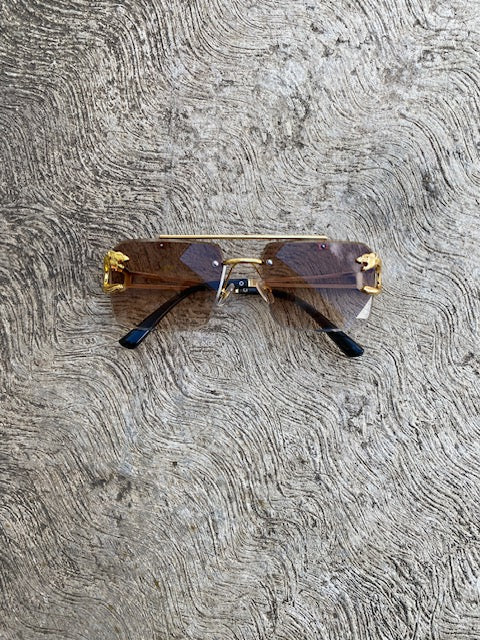 Lentes Tipo Cartier Rectangulares Cafe Pantera