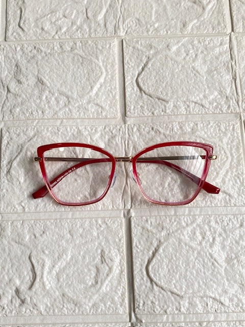 Lentes Cat Eye New Red and Gold
