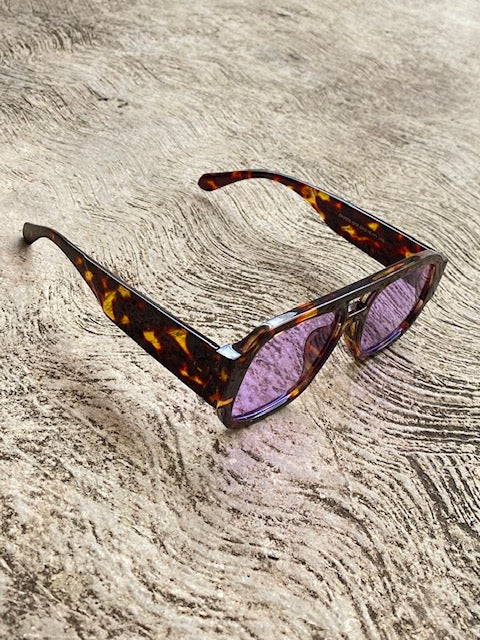Lentes Morados con Aro Leopardo