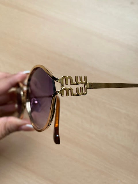 Lentes Tipo Miu Miu Ovalados Morado & Gold