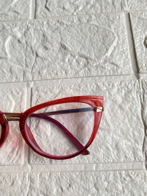 Lentes Cat Eye Rojos Con Patillas Gold