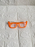 Lentes Cat Eye Naranja Neon Con Dorado