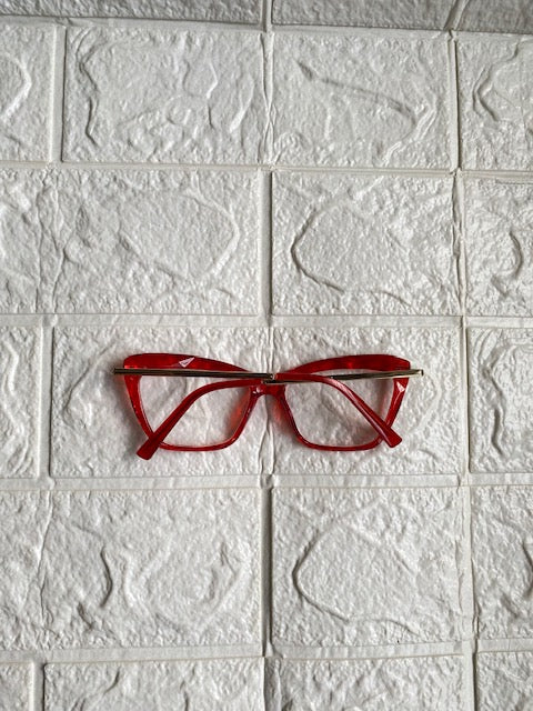 Lentes Cat Eye Rojos Corte Diamante Aro Pequeño