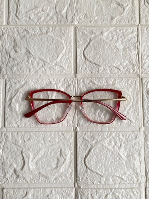 Lentes Cat Eye New Red and Gold