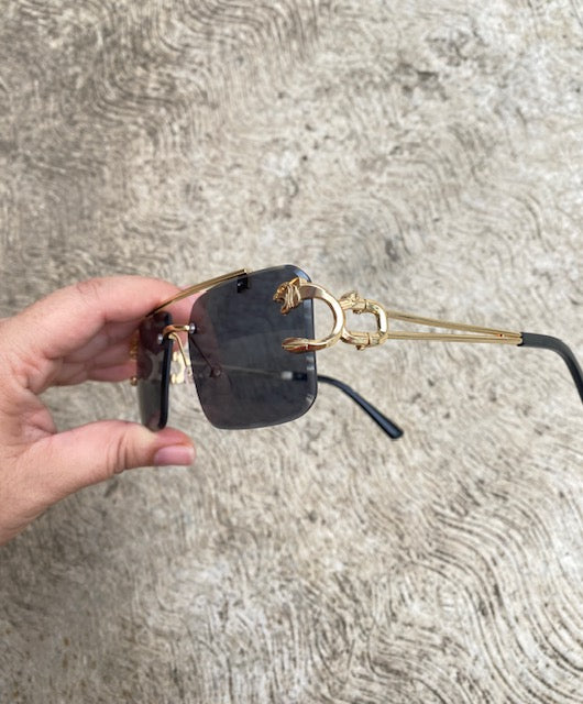 Lentes Tipo Cartier Rectangulares Negros Pantera