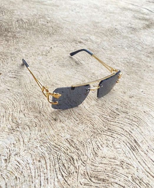 Lentes Tipo Cartier Rectangulares Negros Pantera