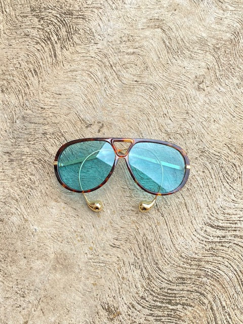 Lentes Aviadores Azules Aro Leopardo Patillas Gold Gotas Extremo
