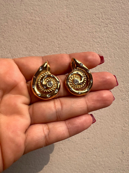 Studs Espiral gold con brillantes