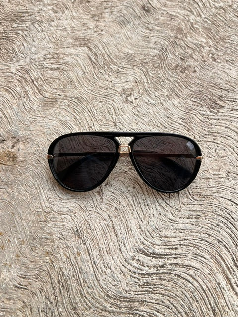 Lente Aviador Negro Con Division Dorada