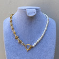 Necklace Mitad Perlas y Eslabones Gold