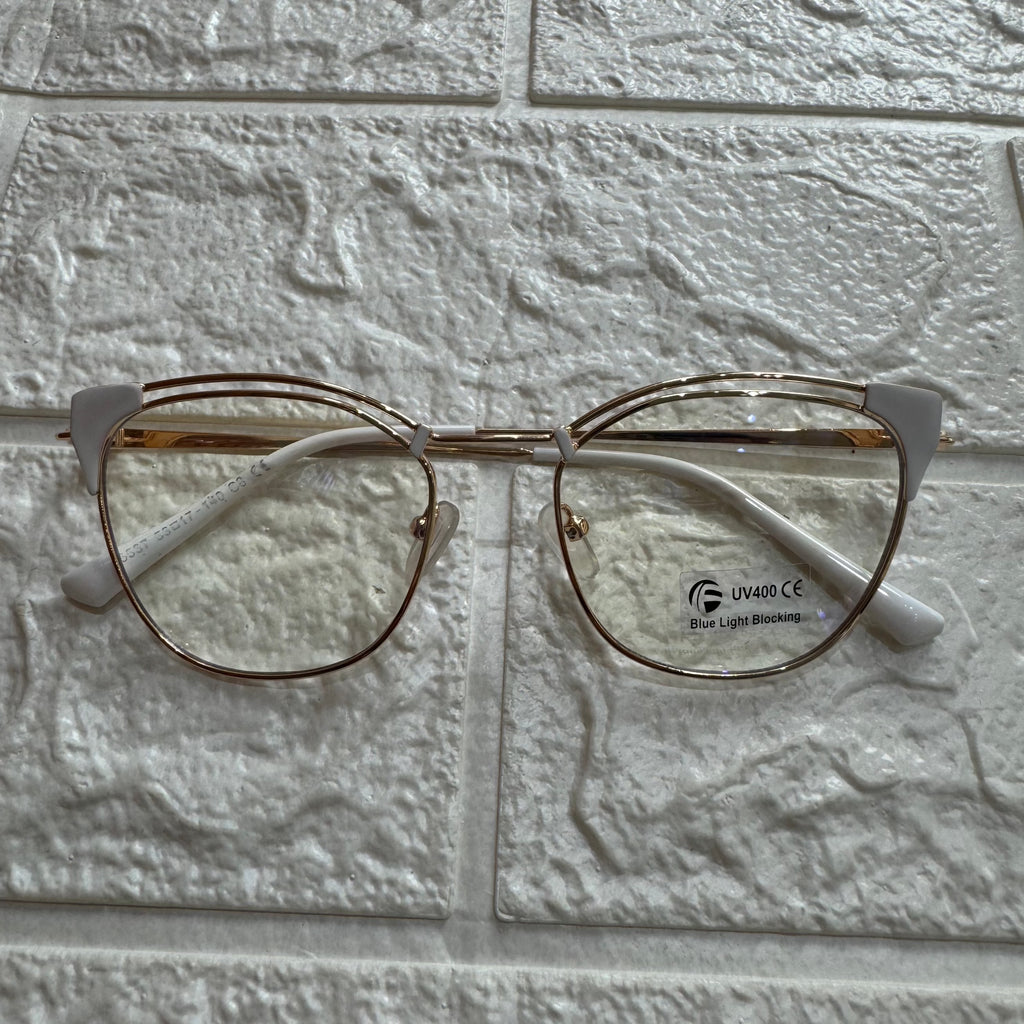 Lentes Cat Eye Doble Gold y Esquinas Blancas