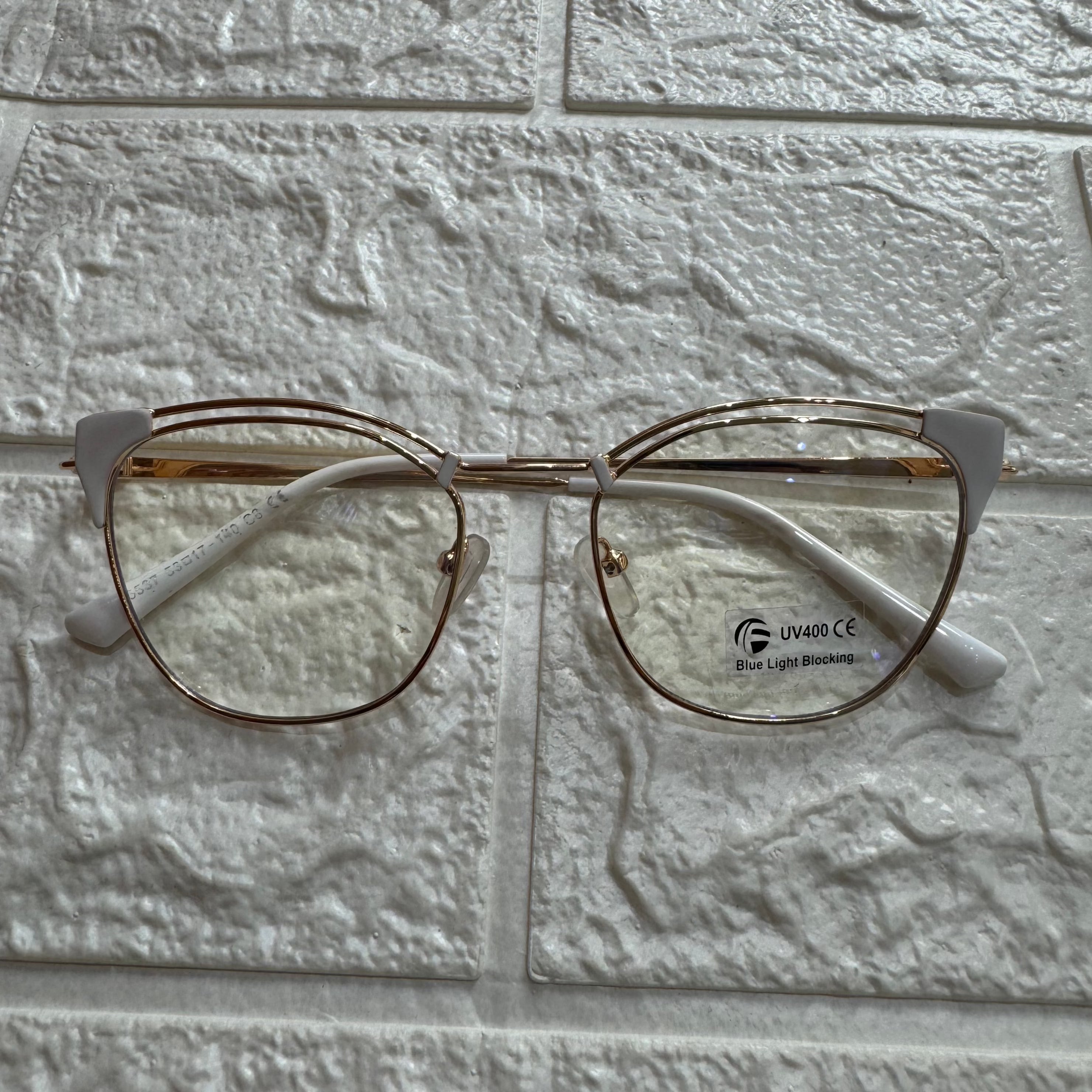Lentes Cat Eye Doble Gold y Esquinas Blancas