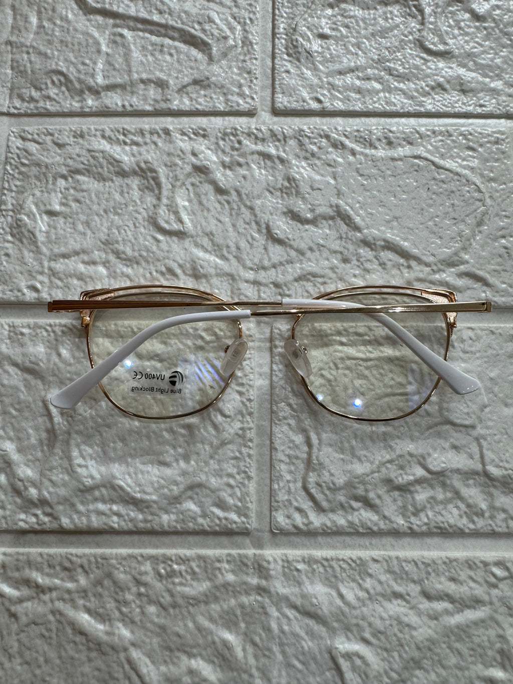 Lentes Cat Eye Doble Gold y Esquinas Blancas