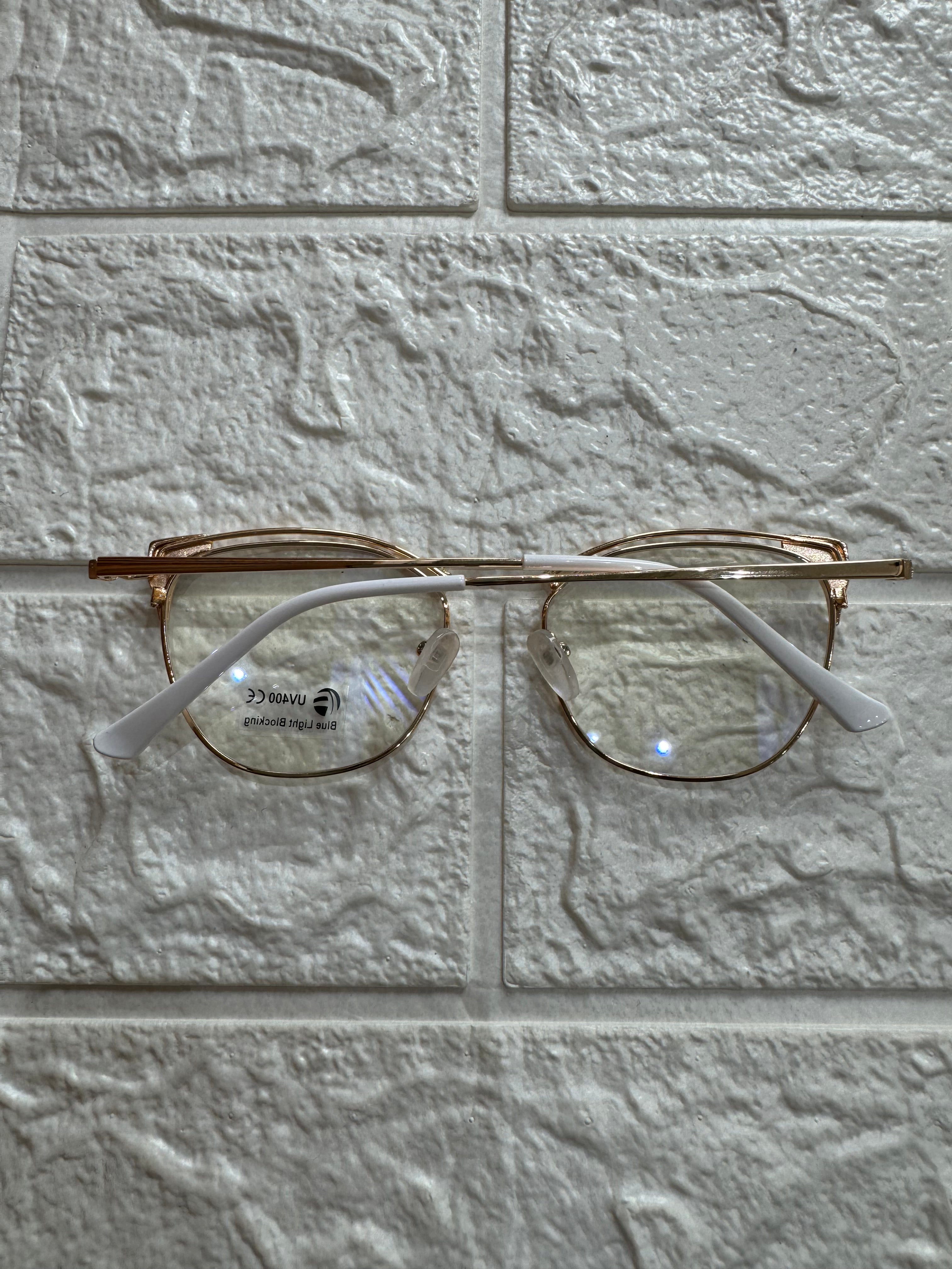 Lentes Cat Eye Doble Gold y Esquinas Blancas