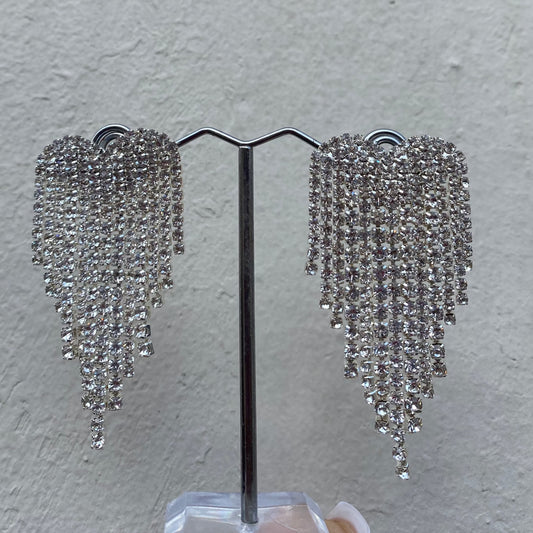 Aretes Largos Corazon Silver