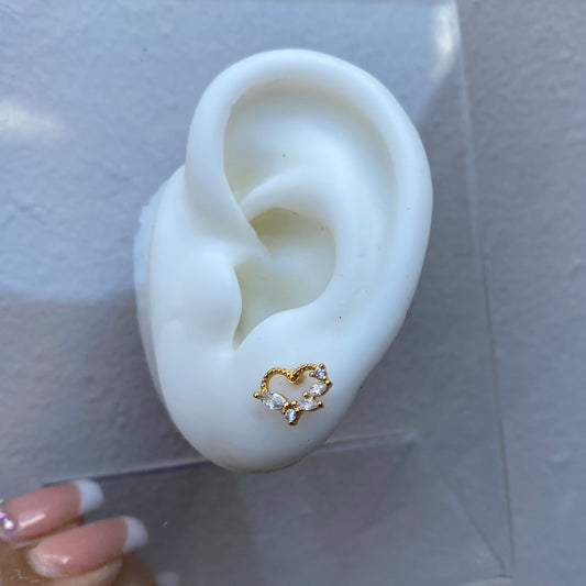 Piercing Corazon Gold con Detalles Clear