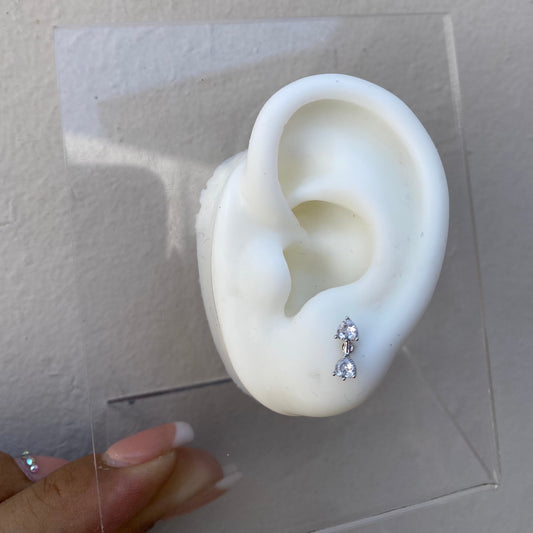 Piercing Doble Corazon Full Silver