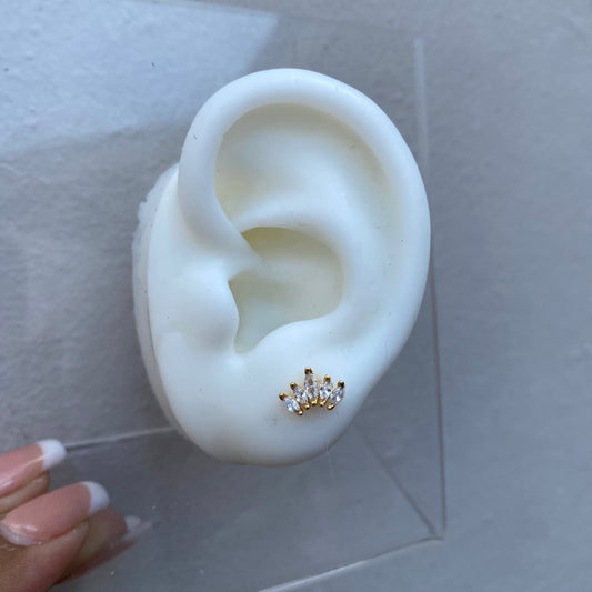 Piercing Corona XL Gold y Zirconias Clear