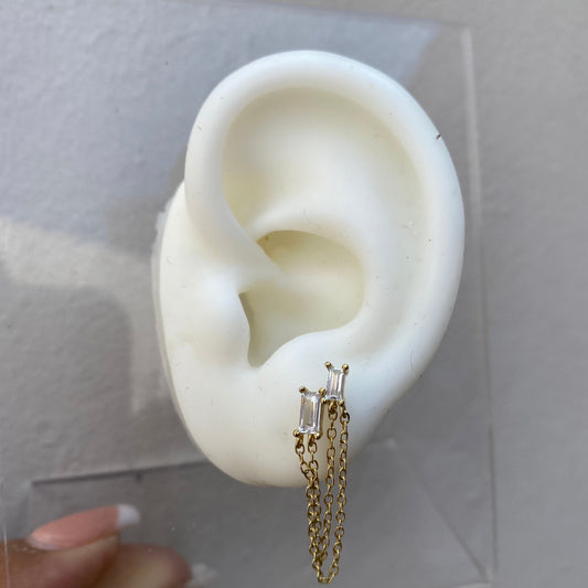 Piercing Gold Zirconias Clear y Cadenas