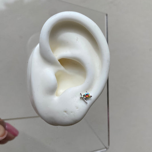 Piercing Espada Silver & corazon Tornasol