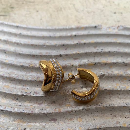 Hoops Chunky Medianas Mitad Perlas