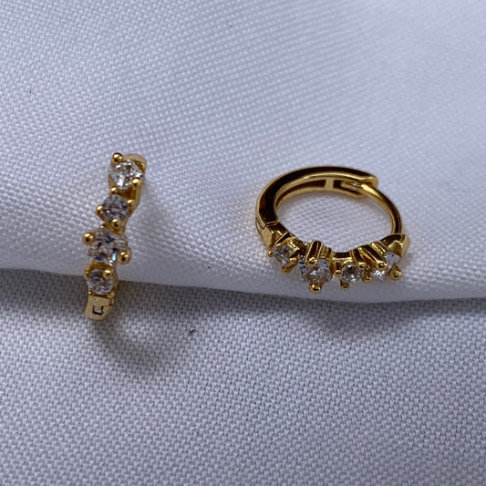 Mini Hoops Gold Destellos Clear 7mm