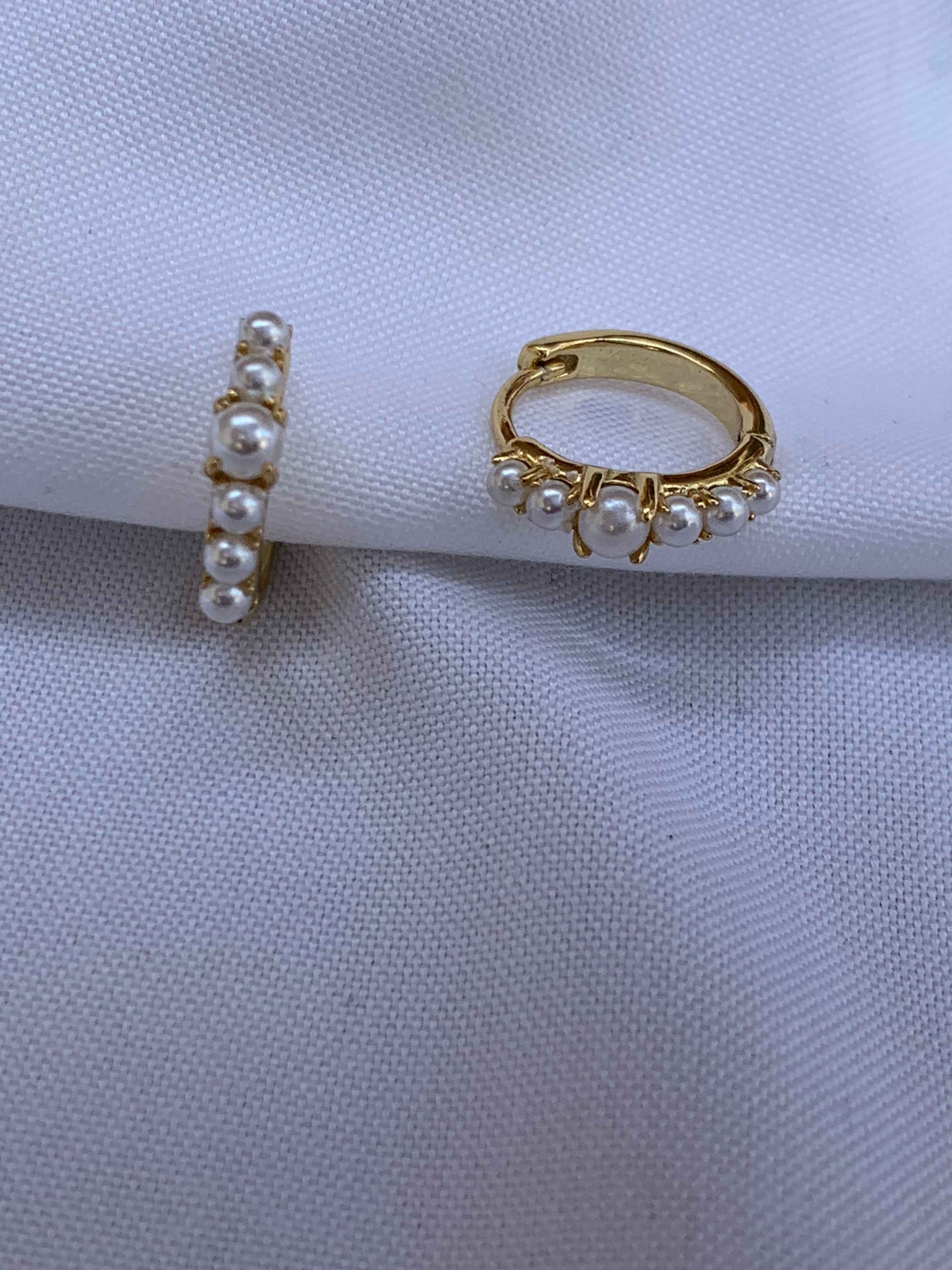 Mini Hoops Gold + Perlas 8mm