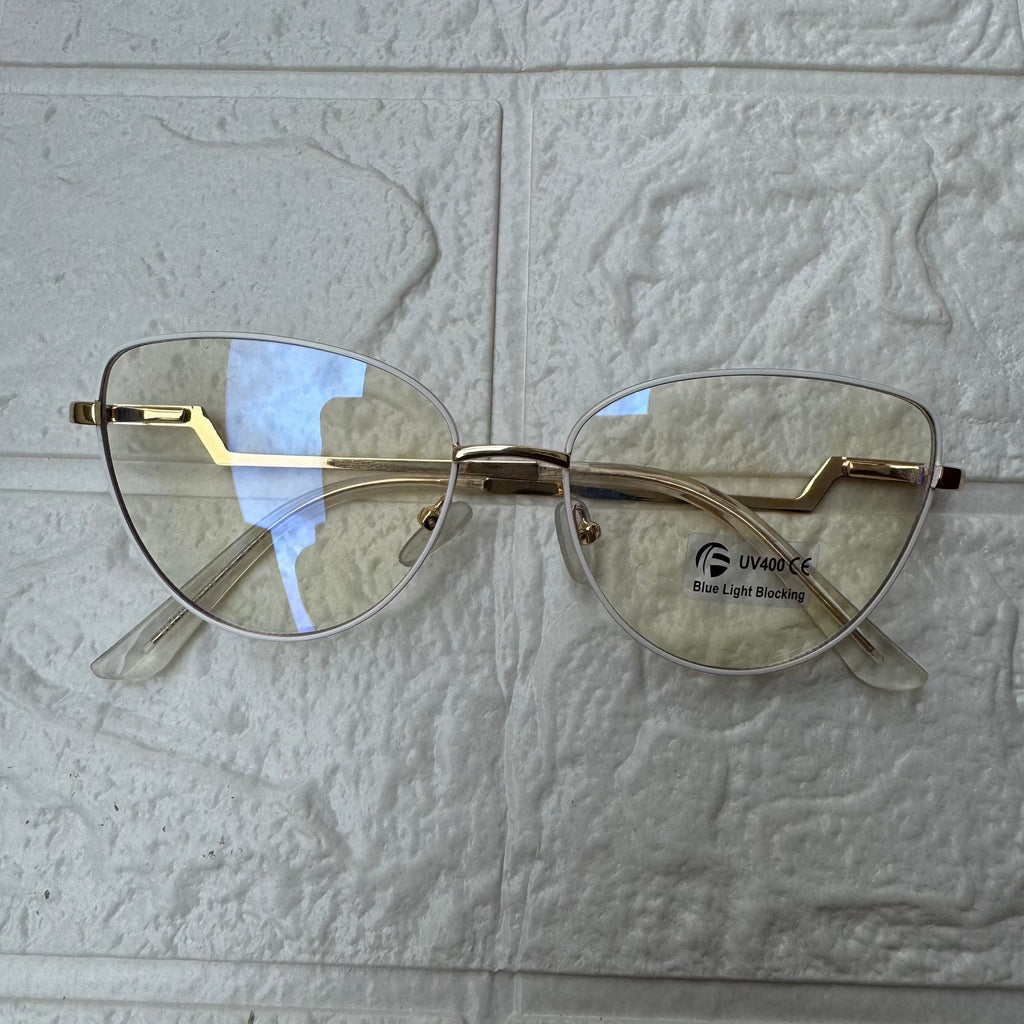 Lentes Cat Eye y Zig zag Blanco