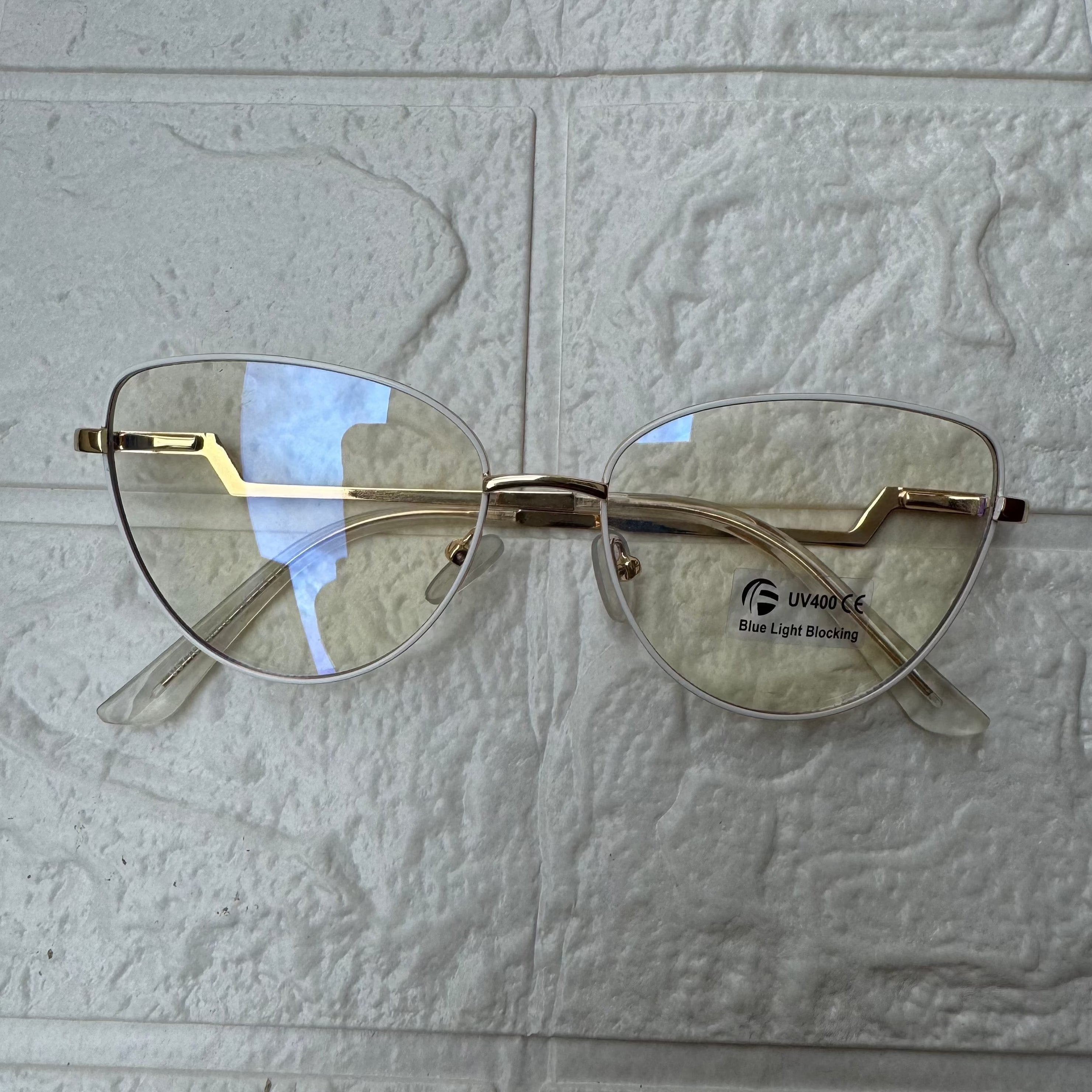 Lentes Cat Eye y Zig zag Blanco