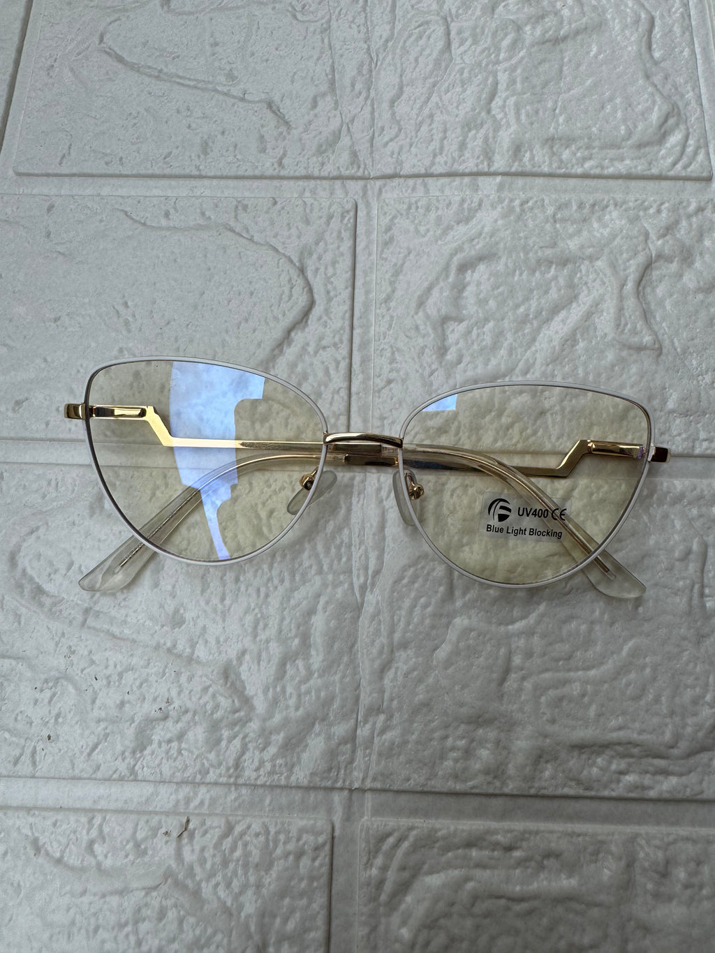 Lentes Cat Eye y Zig zag Blanco